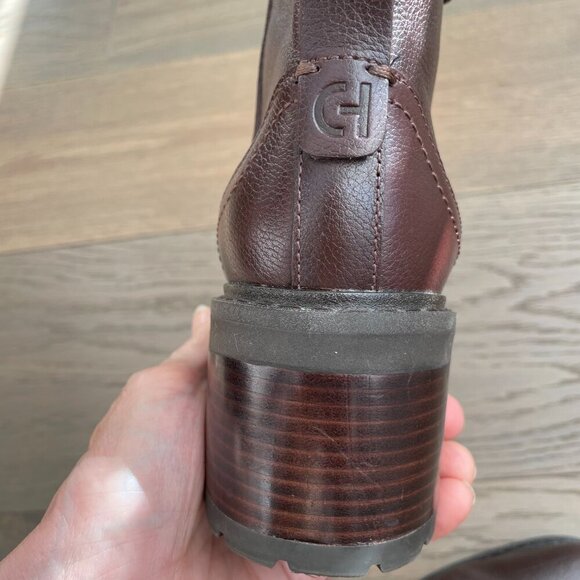 Cole Haan Grand 360 Leather 2" Block Heel Ankle Booties Brown Gripper Sole Sz 6B - Picture 11 of 11